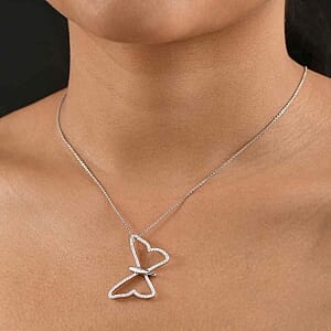 Moissanite Pendant 0.70 ctw Necklace in Rhodium Over Sterling Silver 20 Inches