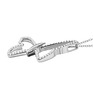 Moissanite Pendant 0.70 ctw Necklace in Rhodium Over Sterling Silver 20 Inches