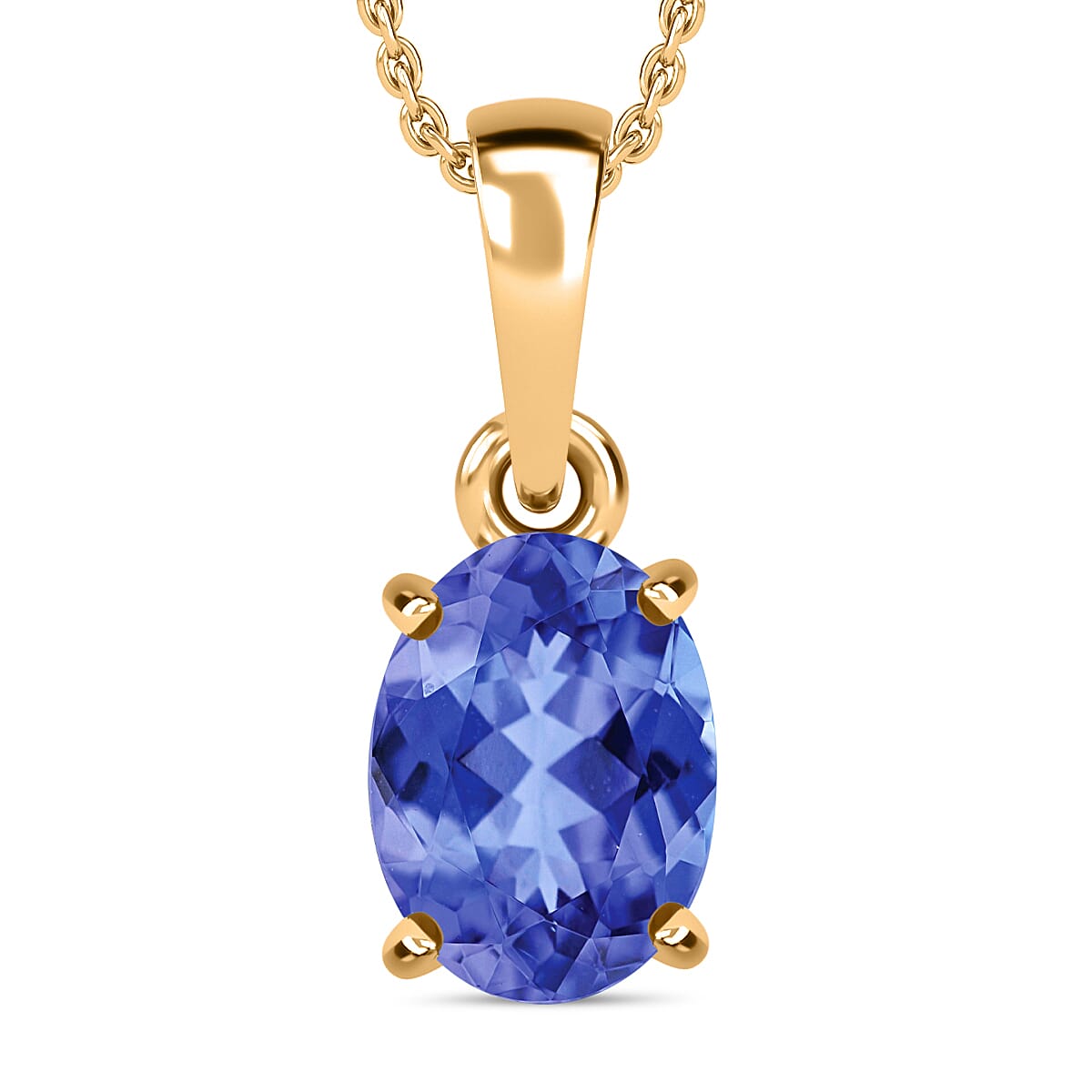 Luxoro Premium Tanzanite 1.35 ctw Solitaire Pendant Necklace 20 Inches in 14K Yellow Gold image number 0