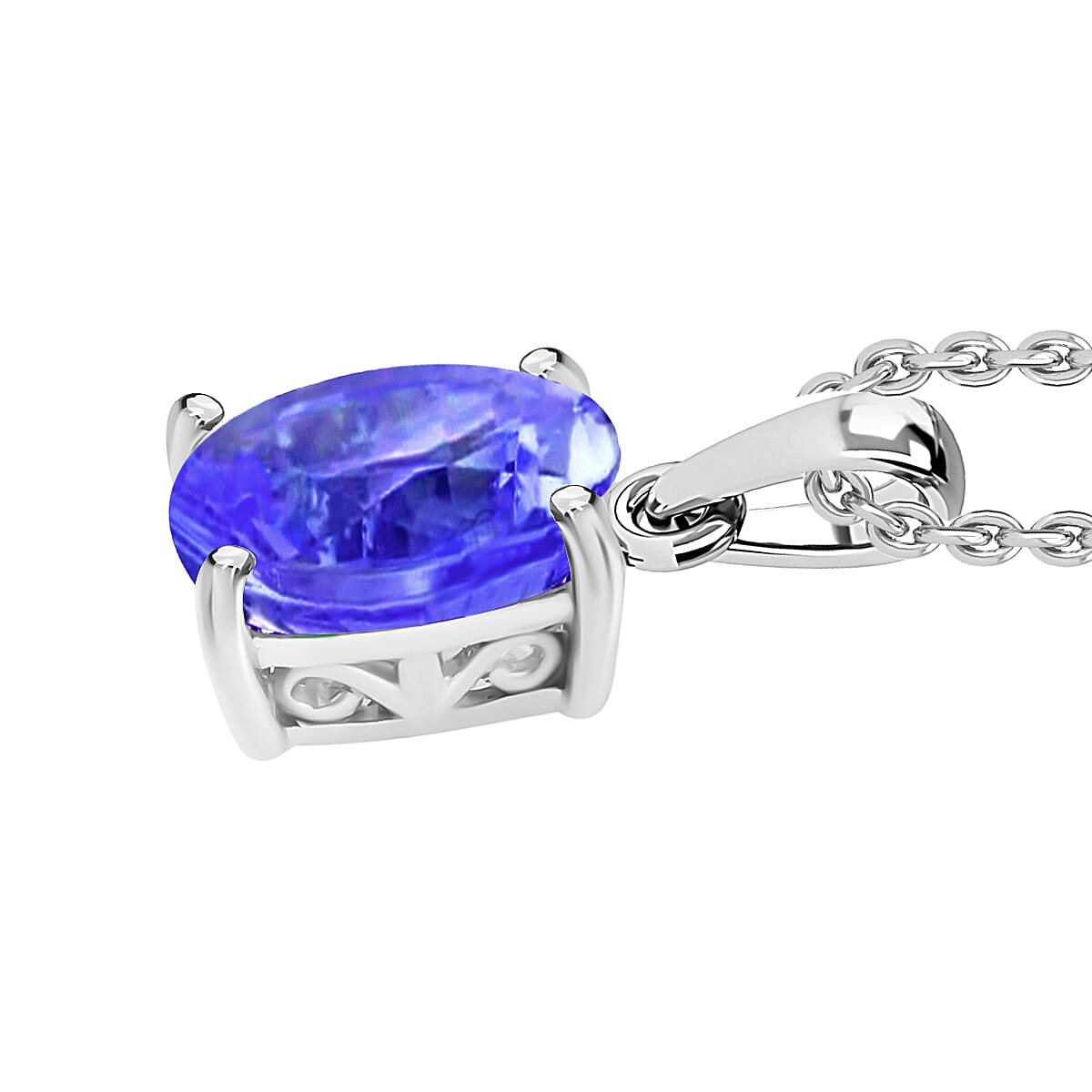 Rhapsody AAAA Tanzanite Solitaire 1.35 ctw Pendant Necklace 20 Inches in 18K White Gold image number 2