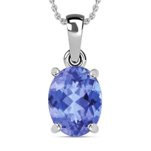 Tanzanite 1.35 ctw Solitaire Pendant Necklace 20 Inches in Vermeil Yellow Gold Over Sterling Silver