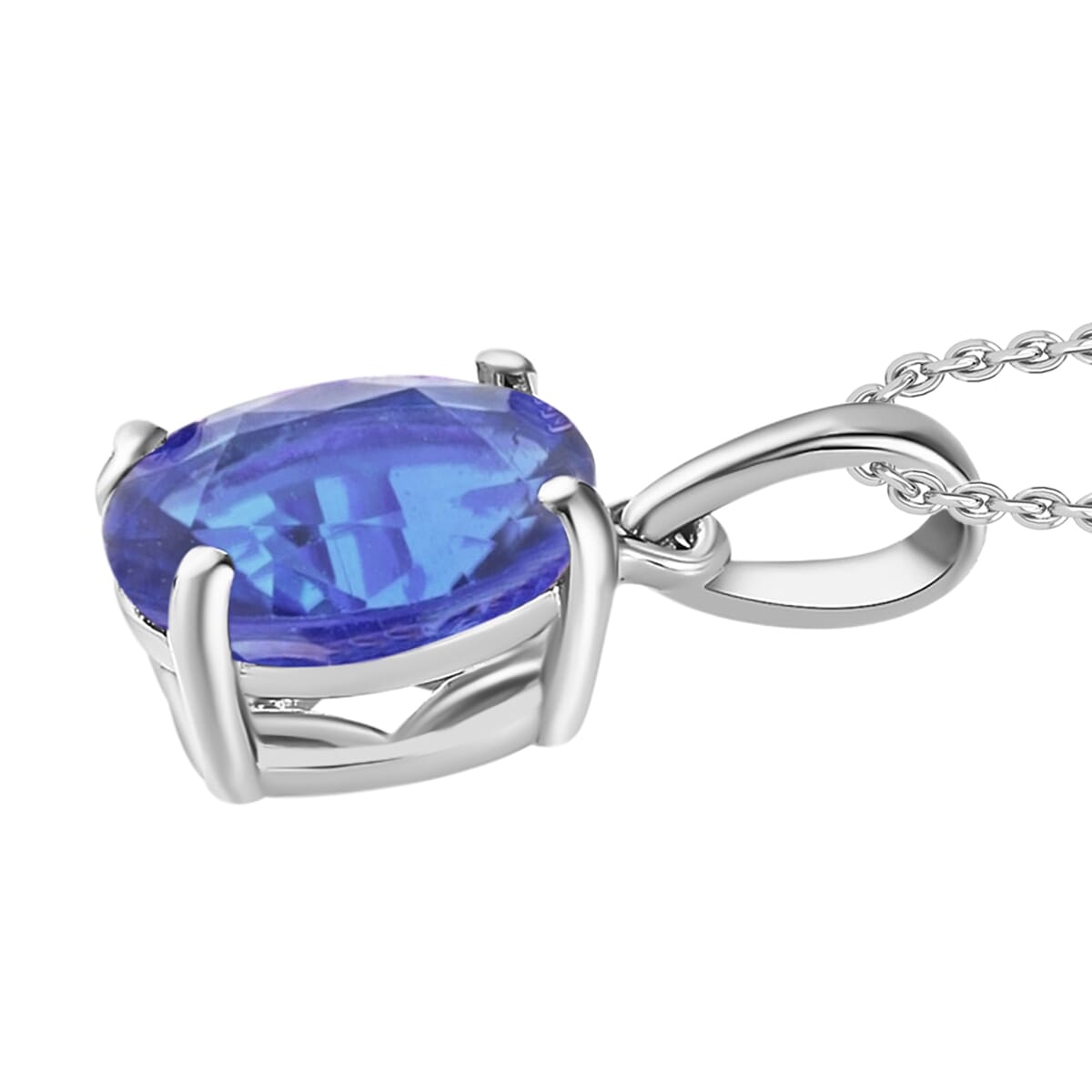 Tanzanite 1.35 ctw Solitaire Pendant Necklace 20 Inches in Vermeil Yellow Gold Over Sterling Silver image number 2