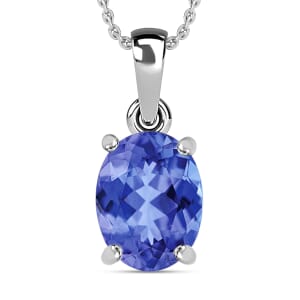 Luxoro Premium Tanzanite 3.05 ctw Solitaire Pendant Necklace 20 Inches in 14K White Gold