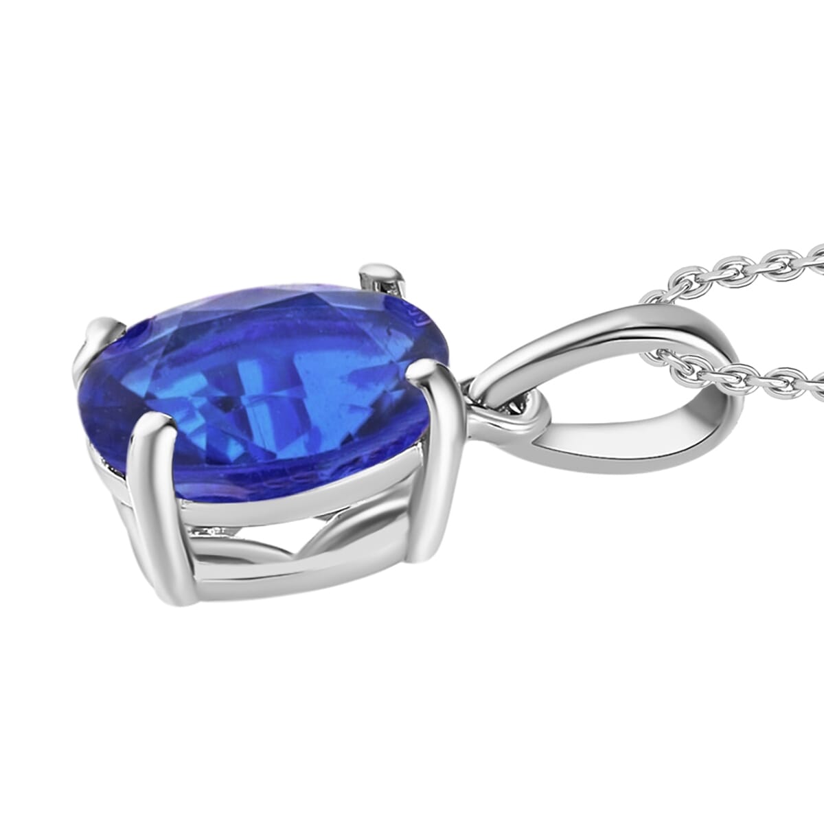 Luxoro Premium Tanzanite 3.05 ctw Solitaire Pendant Necklace 20 Inches in 14K White Gold image number 2