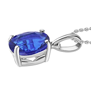 Luxoro Premium Tanzanite 3.05 ctw Solitaire Pendant Necklace 20 Inches in 14K White Gold (Del. in 10-12 Days)