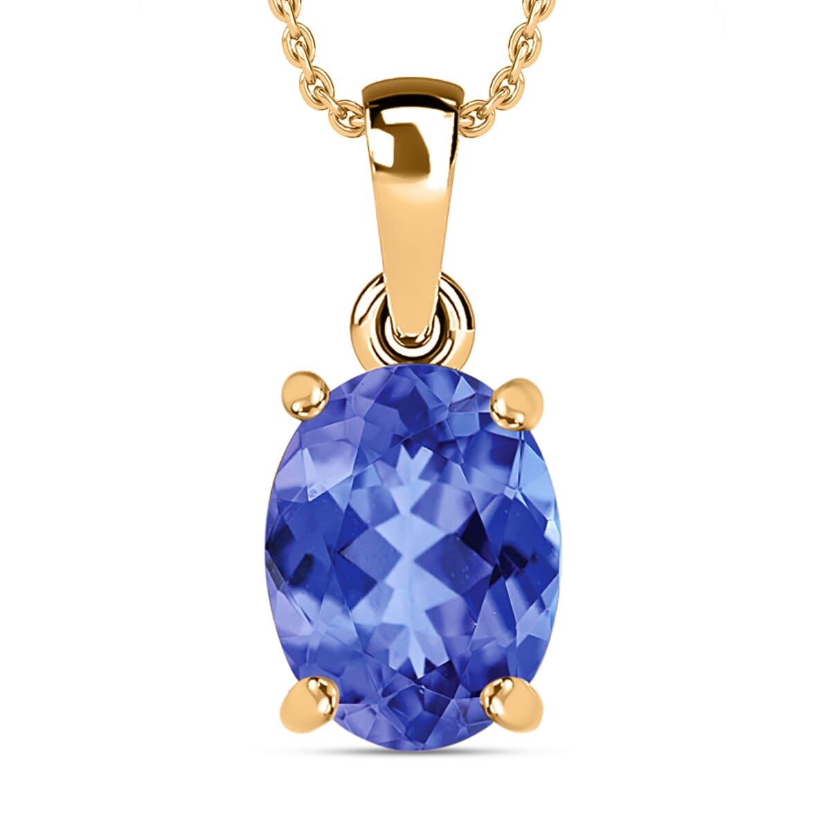 Luxoro Premium Tanzanite 3.05 ctw Solitaire Pendant Necklace 20 Inches in 14K Yellow Gold image number 0