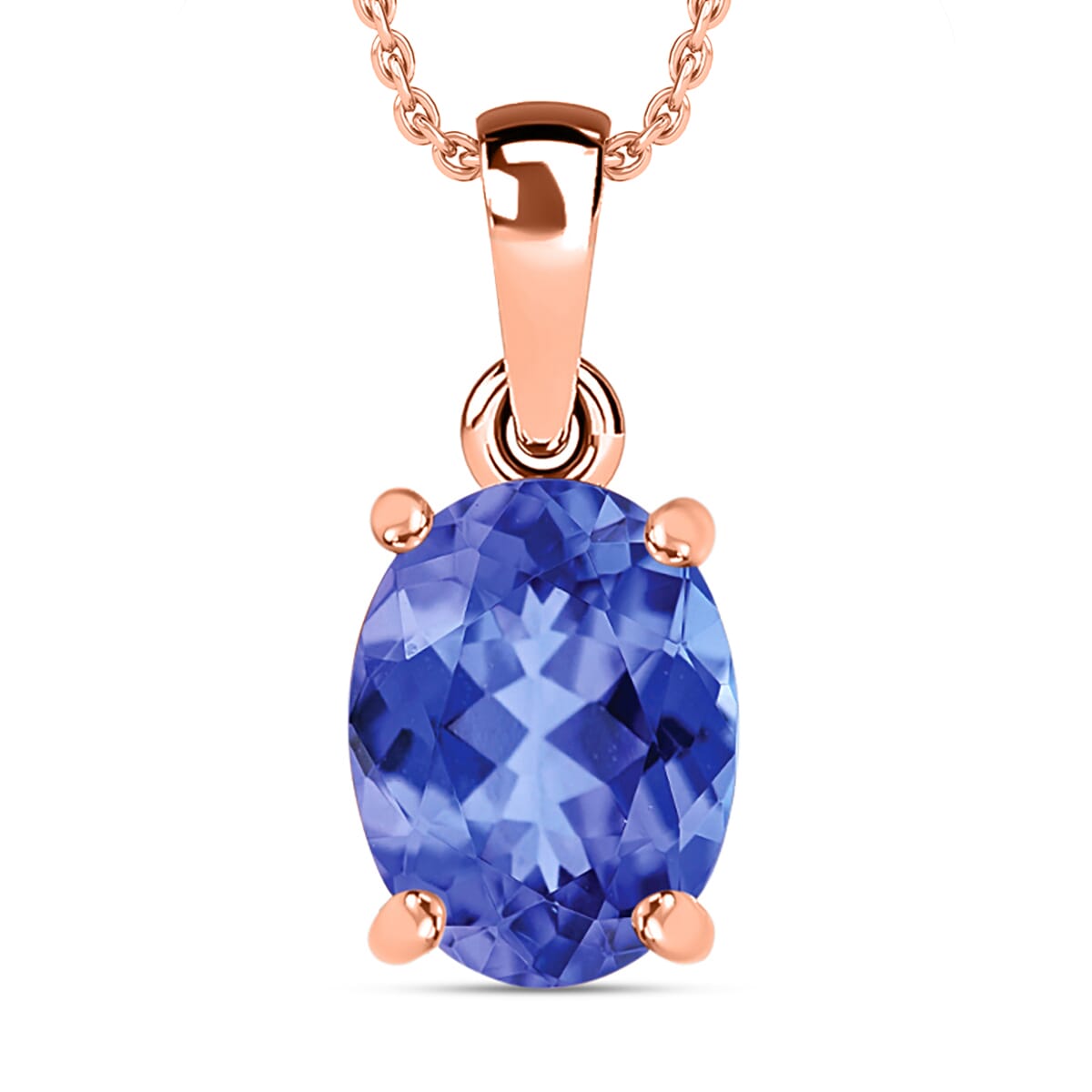 Luxoro Premium Tanzanite 3.05 ctw Solitaire Pendant Necklace 20 Inches in 14K Rose Gold image number 0