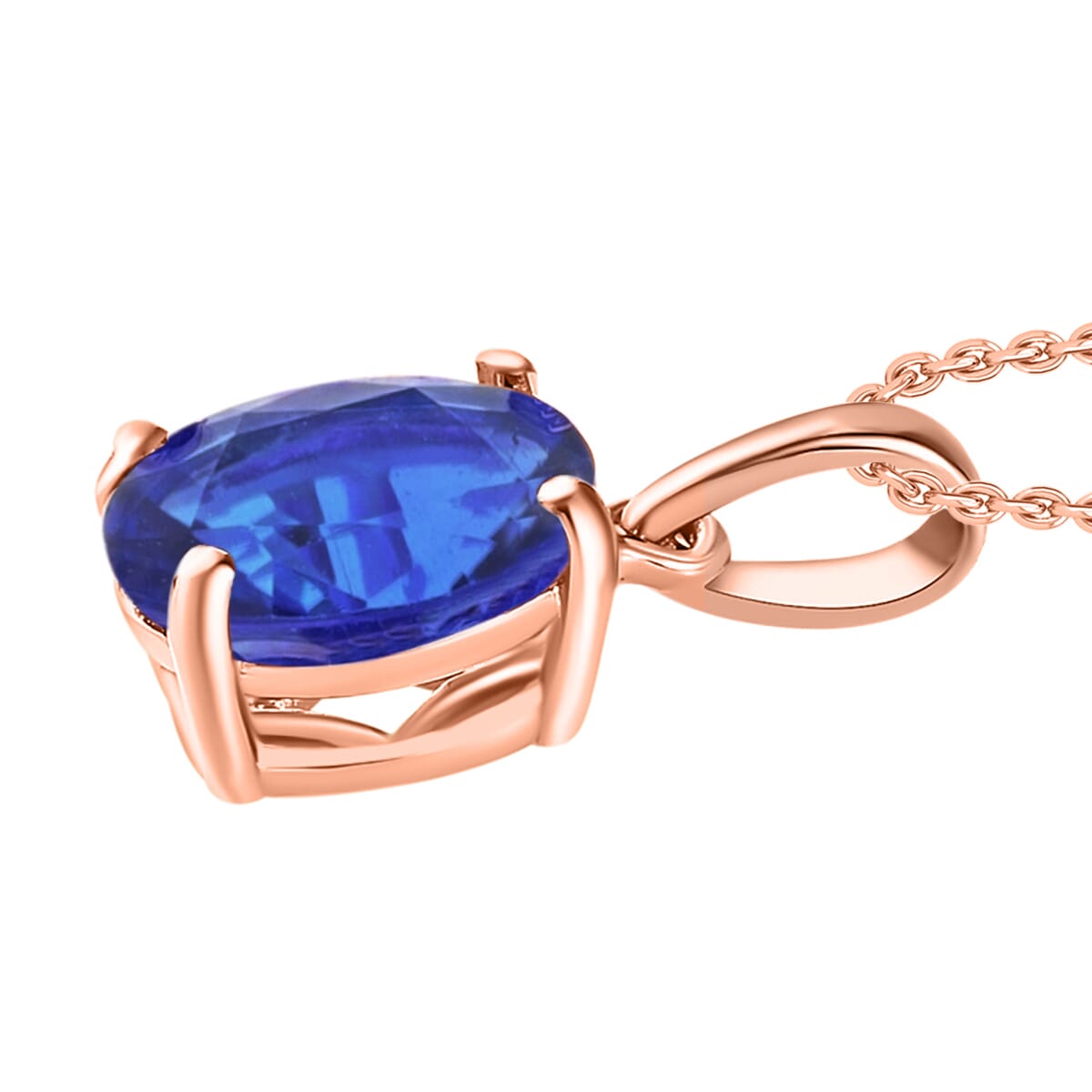 Luxoro Premium Tanzanite 3.05 ctw Solitaire Pendant Necklace 20 Inches in 14K Rose Gold image number 2