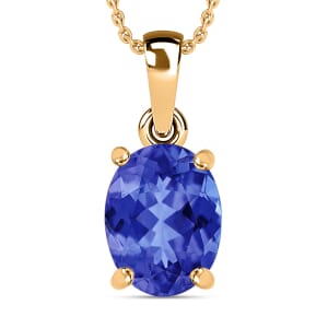 Rhapsody AAAA Tanzanite Solitaire 3.05 ctw Pendant Necklace 20 Inches in 18K Yellow Gold