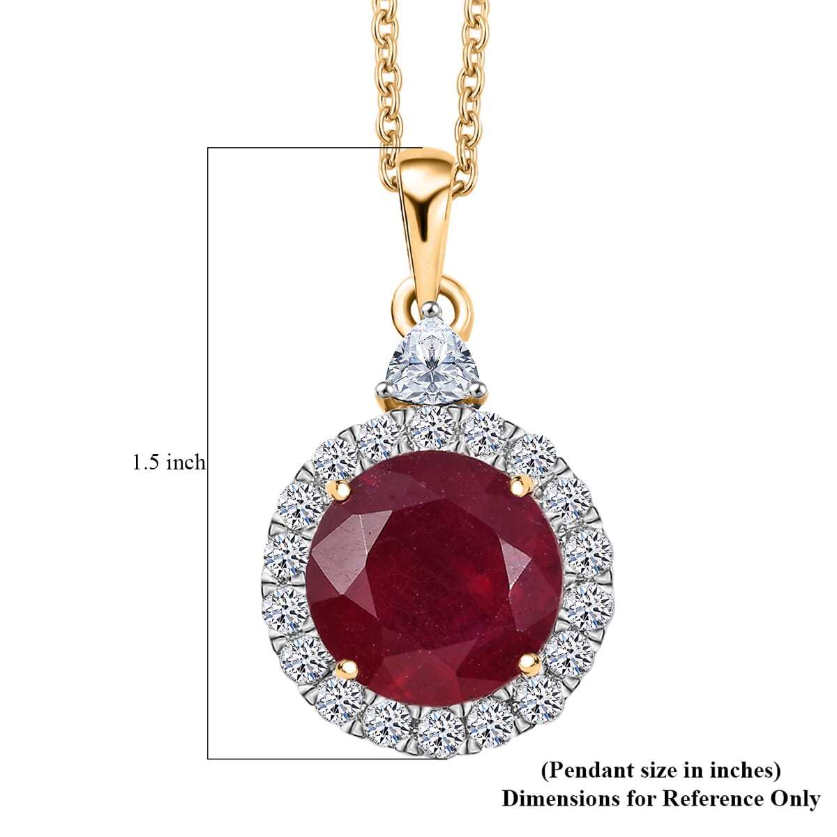 Luxuriant Diamond 10K Yellow Gold  AAA  Niassa Ruby(7.76 ct) , Lab Grown Diamond Necklace, Gold Wt 2.23 g, 7.48 ctw image number 5