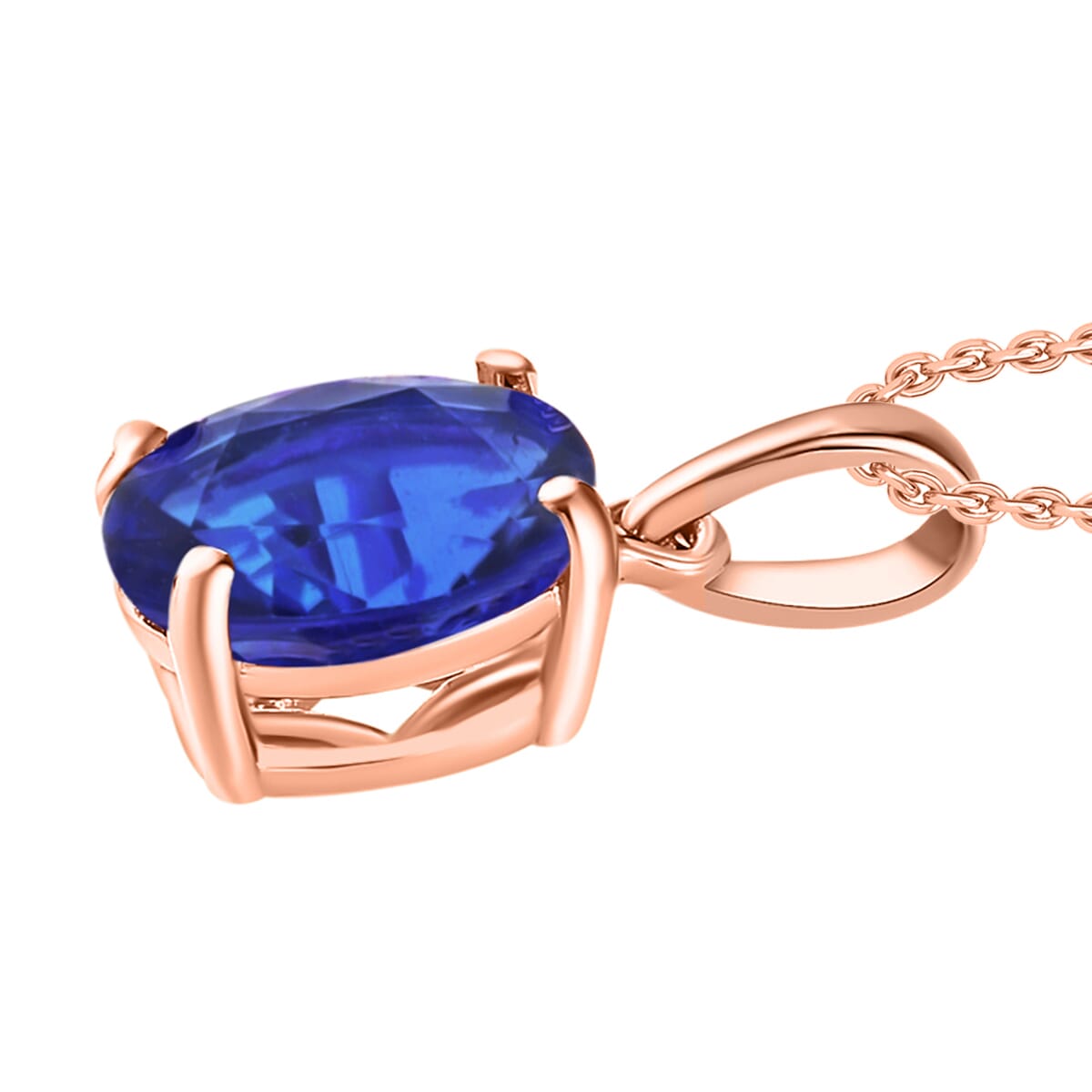 Rhapsody AAAA Tanzanite Solitaire 3.05 ctw Pendant Necklace 20 Inches in 18K Rose Gold image number 2