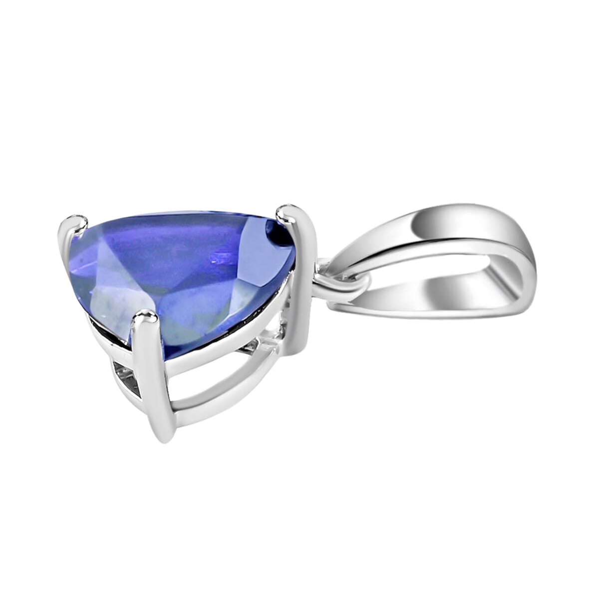 D'Joy Tanzanite Solitaire Pendant Necklace 20 Inches in Platinum Over Sterling Silver 1.45 ctw image number 2