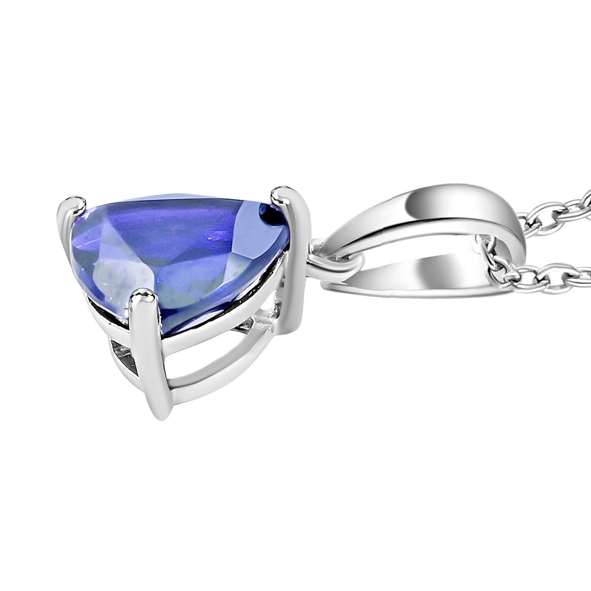 Tanzanite Solitaire Pendant Necklace 20 Inches in Platinum Over Sterling Silver 2.90 ctw image number 2