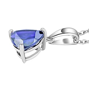 Tanzanite 2.90 ctw Solitaire Pendant Necklace 20 Inches in Platinum Over Sterling Silver (Del. in 10-12 Days)