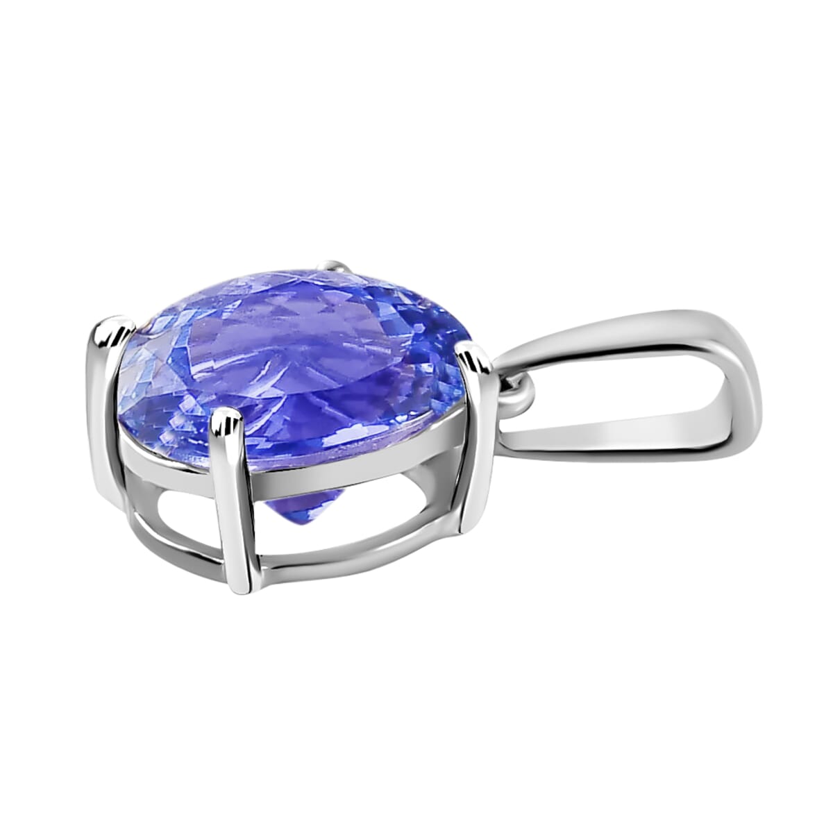 Tanzanite Solitaire Pendant Necklace 20 Inches in Platinum Over Sterling Silver 1.45 ctw image number 2