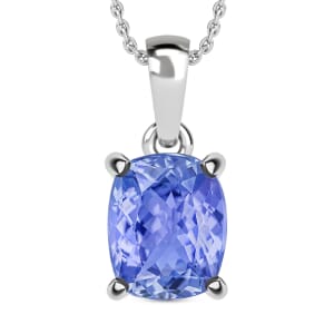 Tanzanite 5.00 ctw Solitaire Pendant Necklace 20 Inches in Platinum Over Sterling Silver
