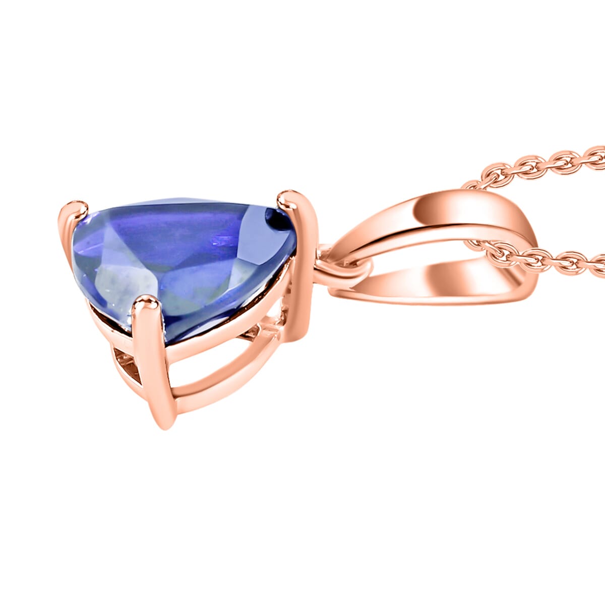 Tanzanite 2.90 ctw Solitaire Pendant Necklace 20 Inches in Vermeil Rose Gold Over Sterling Silver image number 0