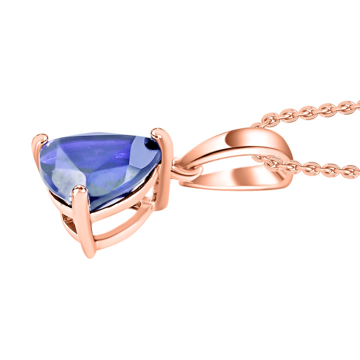 Tanzanite 2.90 ctw Solitaire Pendant Necklace 20 Inches in Vermeil Rose Gold Over Sterling Silver image number 2