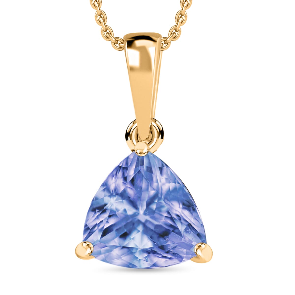 Tanzanite 2.90 ctw Solitaire Pendant Necklace 20 Inches in Vermeil Yellow Gold Over Sterling Silver image number 0
