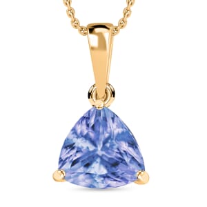 Tanzanite 2.90 ctw Solitaire Pendant Necklace 20 Inches in Vermeil Yellow Gold Over Sterling Silver