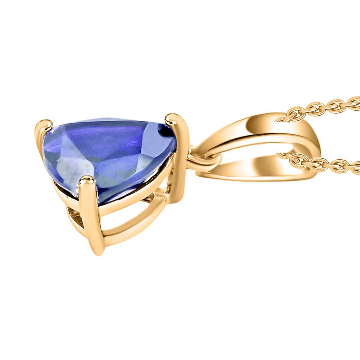 Tanzanite 2.90 ctw Solitaire Pendant Necklace 20 Inches in Vermeil Yellow Gold Over Sterling Silver image number 2