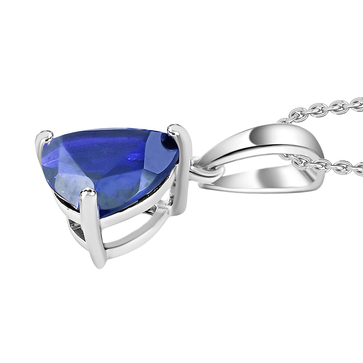 Premium Tanzanite 1.45 ctw Solitaire Pendant Necklace 20 Inches in 14K White Gold image number 2
