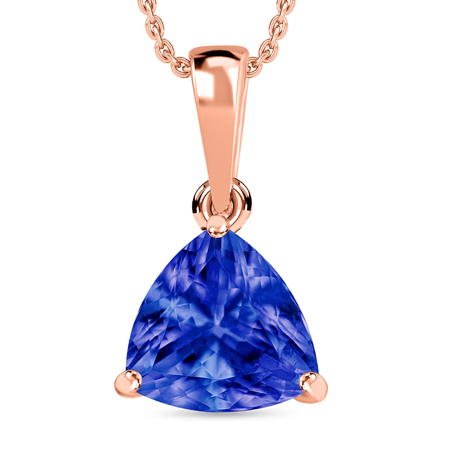 Rhapsody AAAA Tanzanite 1.45 ctw Solitaire Pendant Necklace 20 Inches in 18K Rose Gold