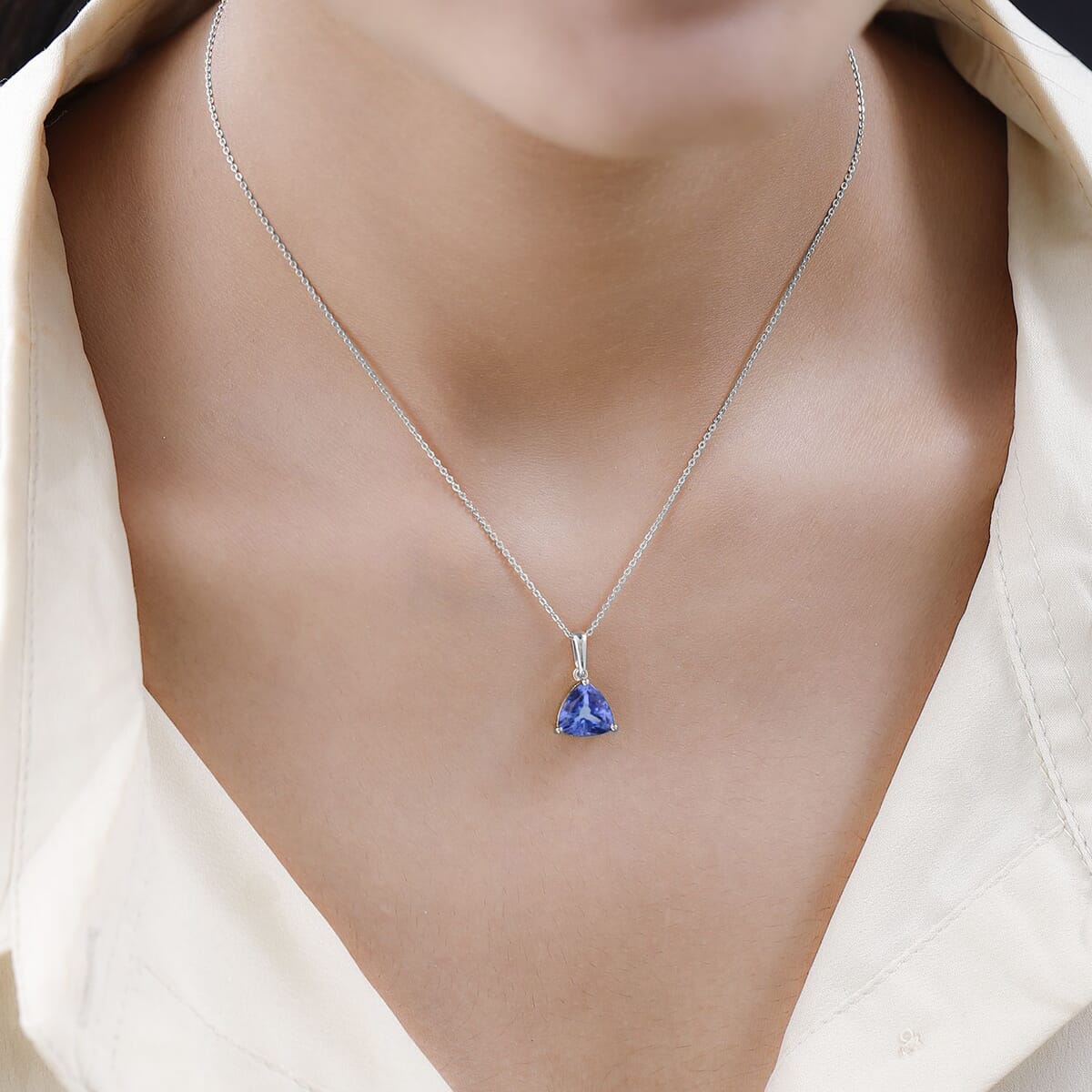 Luxoro 14K White Gold Premium Tanzanite Solitaire Pendant Necklace 20 Inches 2.85 ctw image number 1