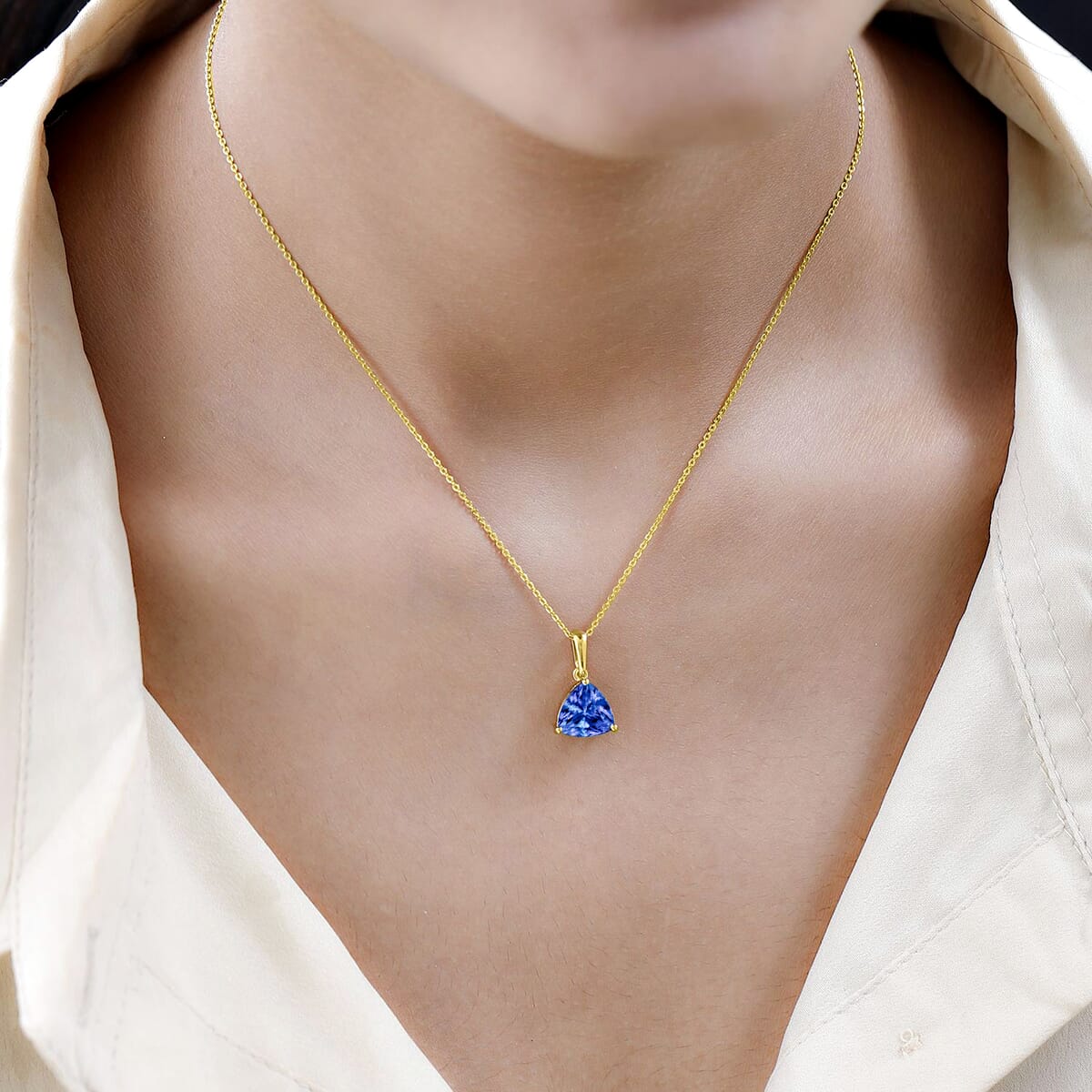 Luxoro 14K Yellow Gold Premium Tanzanite Solitaire Pendant Necklace 20 Inches 2.90 ctw image number 1