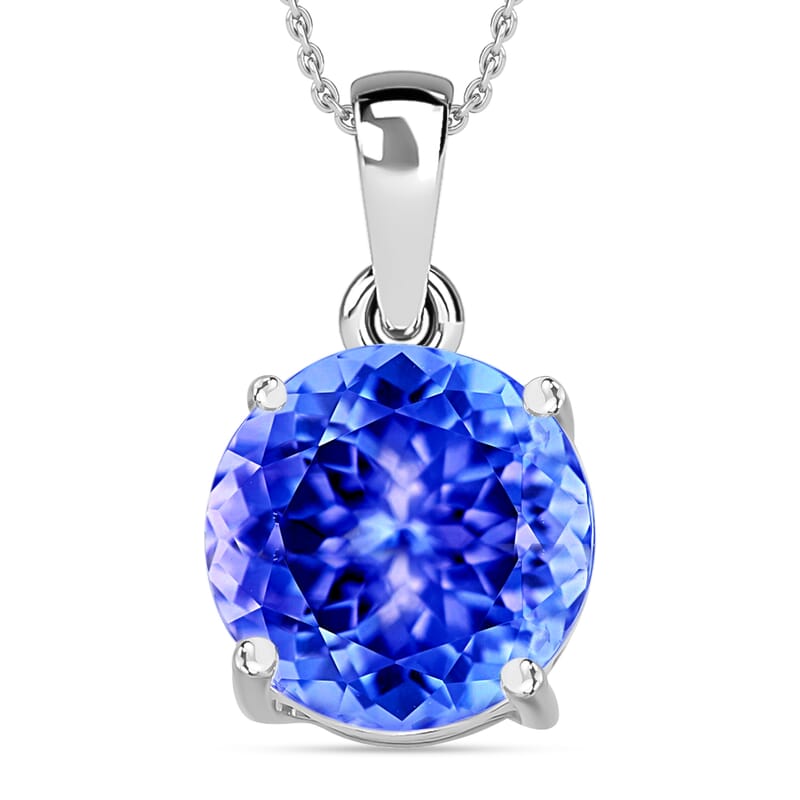Luxoro 14K White Gold Premium Tanzanite Solitaire Pendant Necklace 20 Inches 1.45 ctw