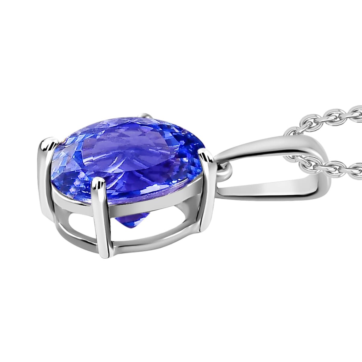 Luxoro 14K White Gold Premium Tanzanite Solitaire Pendant Necklace 20 Inches 1.45 ctw image number 2