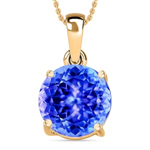 Tanzanite Solitaire Pendant Necklace 20 Inches in Platinum Over Sterling Silver 1.45 ctw