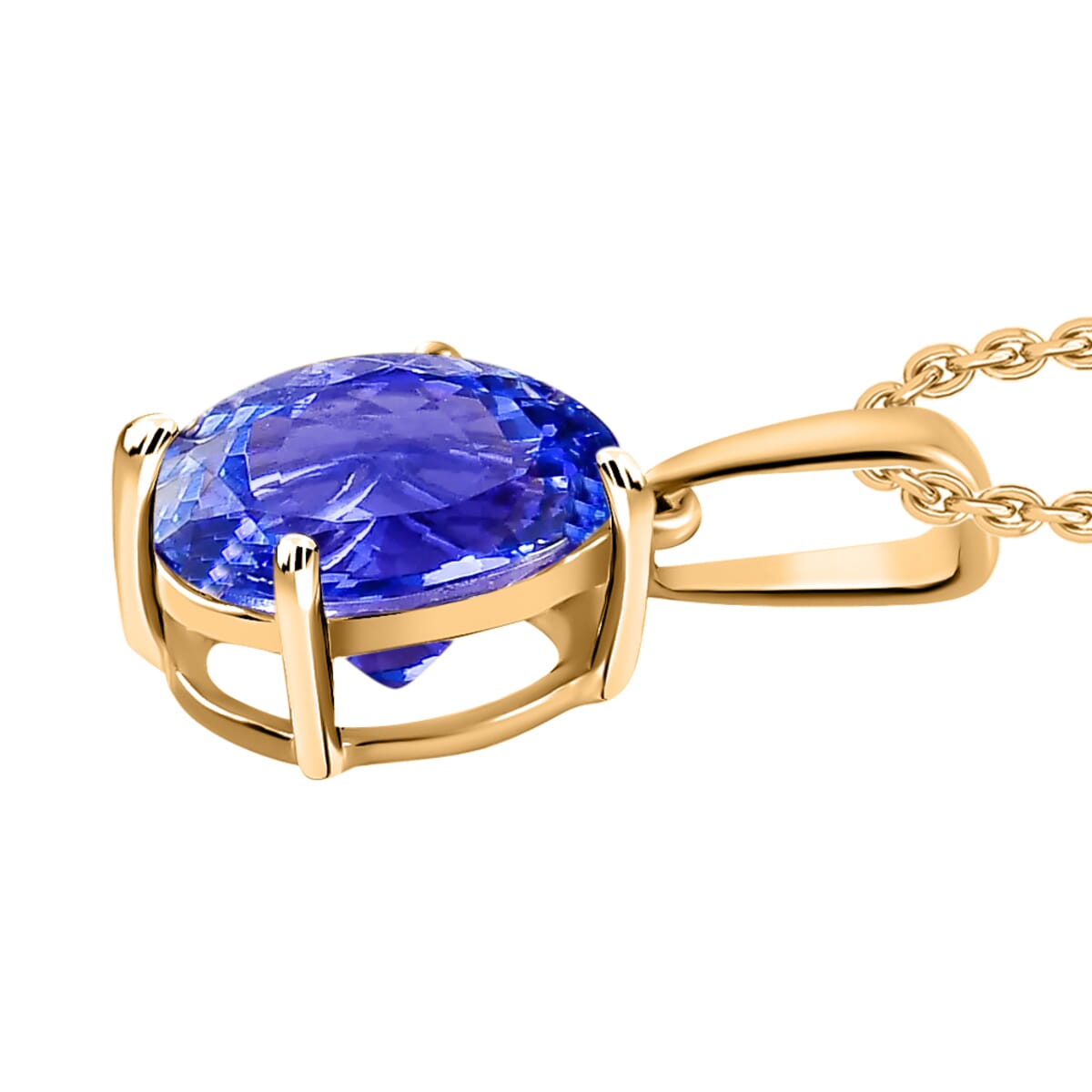 Luxoro 14K Yellow Gold Premium Tanzanite Solitaire Pendant Necklace 20 Inches 1.45 ctw image number 2
