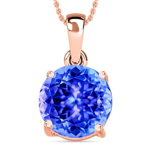 Luxoro 14K Rose Gold Premium Tanzanite Solitaire Pendant Necklace 20 Inches 1.45 ctw