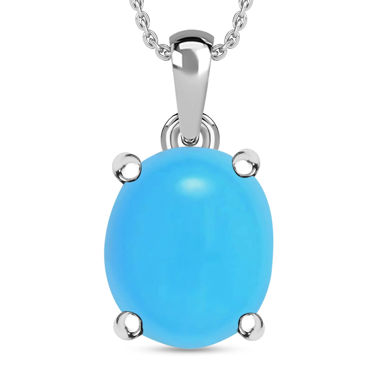 Rhapsody AAAA Sleeping Beauty Turquoise 4.50 ctw Solitaire Pendant Necklace 20 Inches in 18K White Gold image number 0