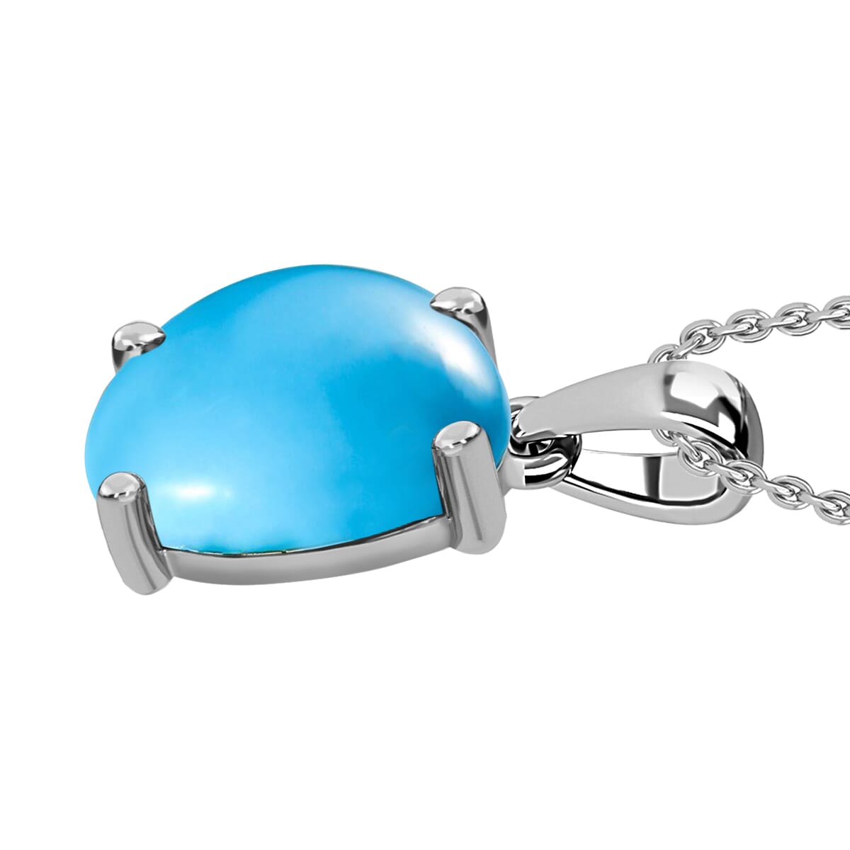 Rhapsody AAAA Sleeping Beauty Turquoise 4.50 ctw Solitaire Pendant Necklace 20 Inches in 18K White Gold image number 2