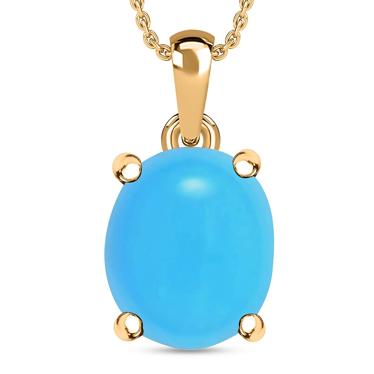 Rhapsody AAAA Sleeping Beauty Turquoise 4.50 ctw Solitaire Pendant Necklace 20 Inches in 18K Yellow Gold image number 0