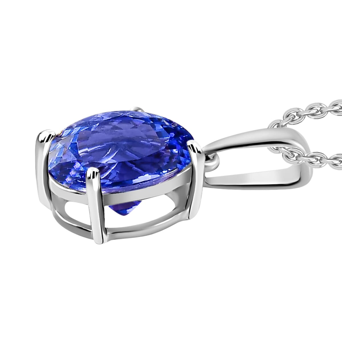 Rhapsody 18K White Gold AAAA Tanzanite Solitaire Pendant Necklace 20 Inches 1.40 ctw image number 2