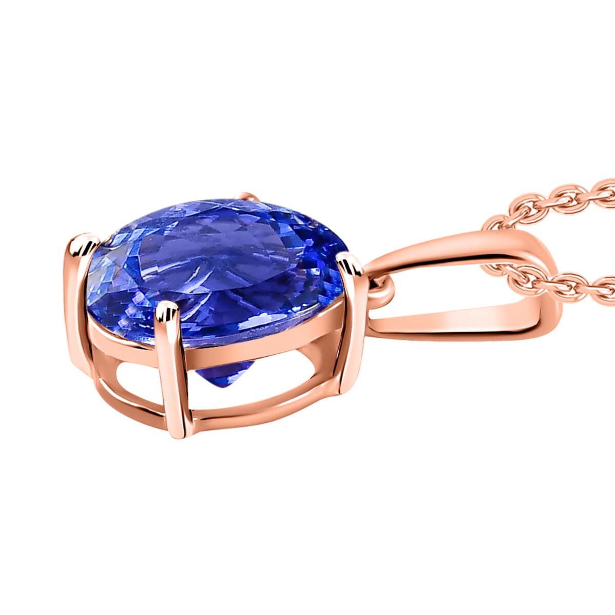 Rhapsody 18K Rose Gold AAAA Tanzanite Solitaire Pendant Necklace 20 Inches 1.45 ctw image number 2
