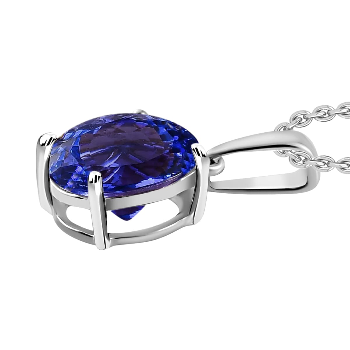 Rhapsody AAAA Tanzanite Solitaire Pendant Necklace 20 Inches in 950 Platinum 1.45 ctw image number 2