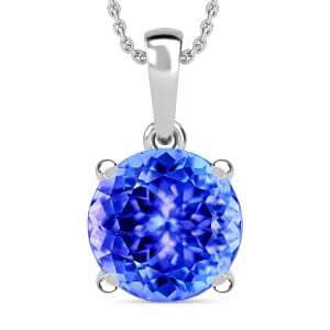 Luxoro Premium Tanzanite 3.70 ctw Solitaire Pendant Necklace 20 Inches in 14K White Gold