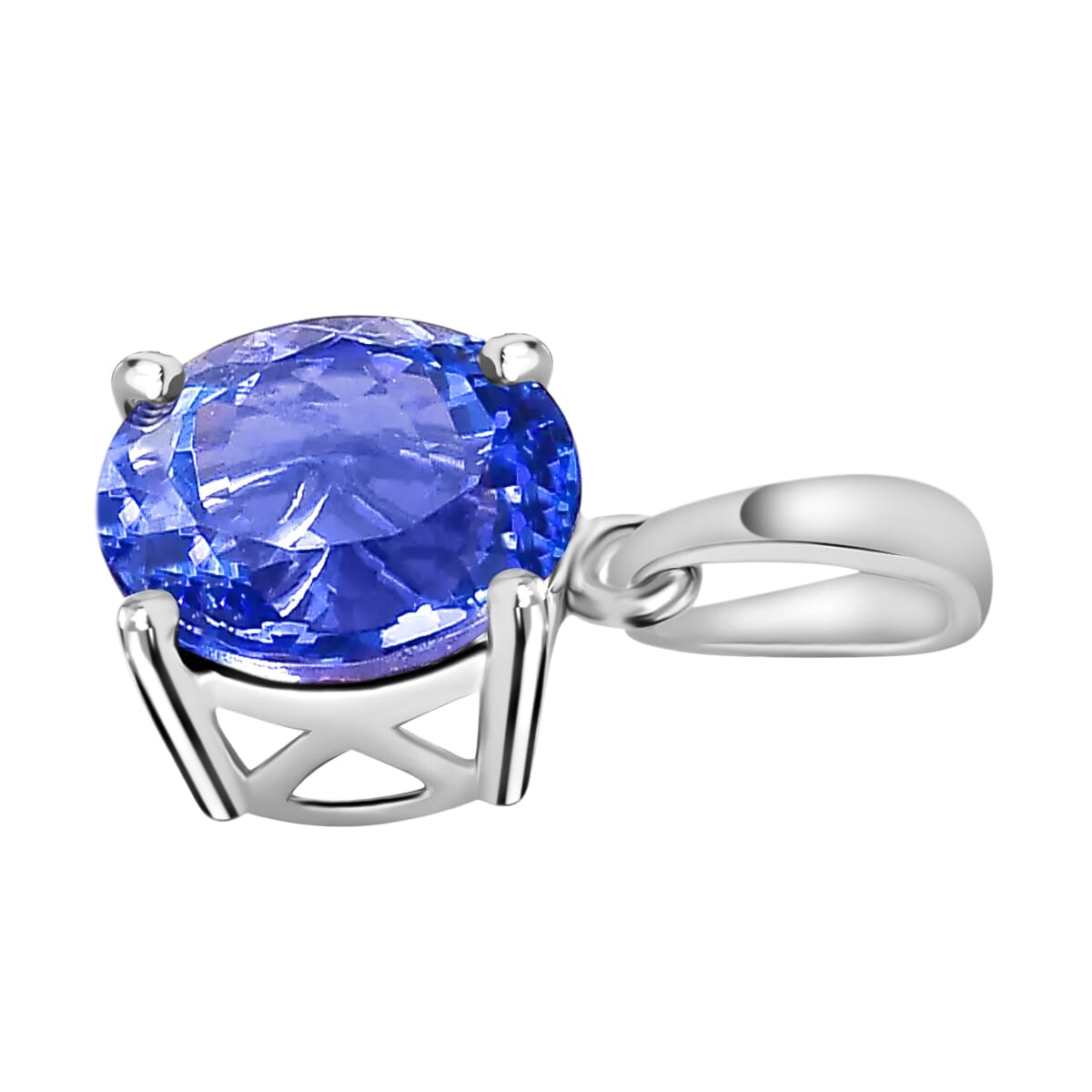 Luxoro Premium Tanzanite 3.70 ctw Solitaire Pendant Necklace 20 Inches in 14K White Gold image number 2