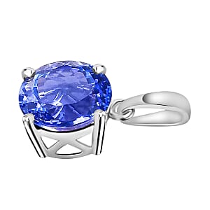 Luxoro Premium Tanzanite 3.70 ctw Solitaire Pendant Necklace 20 Inches in 14K White Gold (Del. in 10-12 Days)