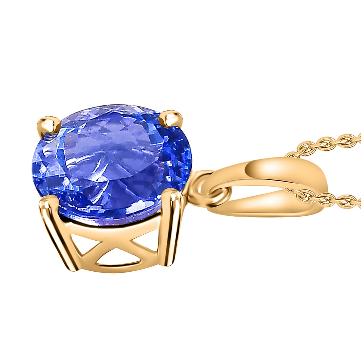 Luxoro Premium Tanzanite 3.70 ctw Solitaire Pendant Necklace 20 Inches in 14K Yellow Gold image number 2