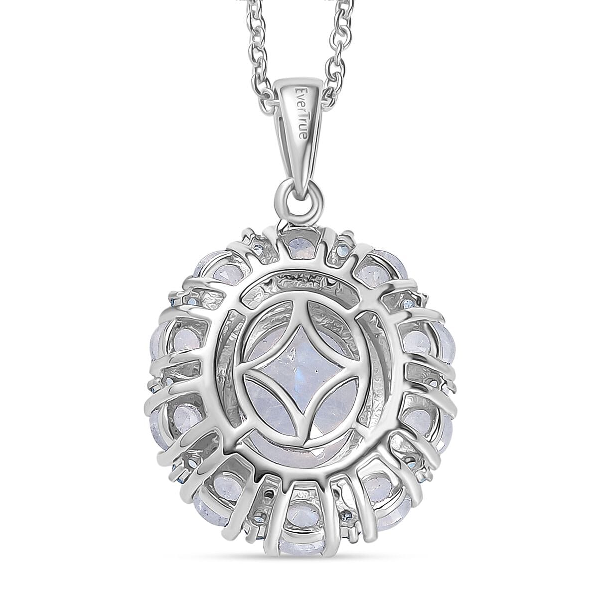 Karis Moon Glow Moonstone and Multi Gemstone 4.00 ctw Celestial Orbit Pendant in Platinum Bond with Stainless Steel Necklace 20 Inches