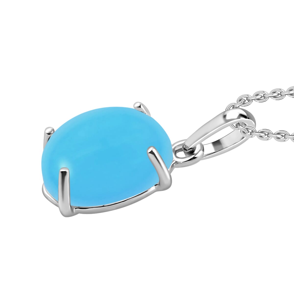 Rhapsody AAAA Sleeping Beauty Turquoise 2.60 ctw Solitaire Pendant Necklace 20 Inches in 18K White Gold image number 2