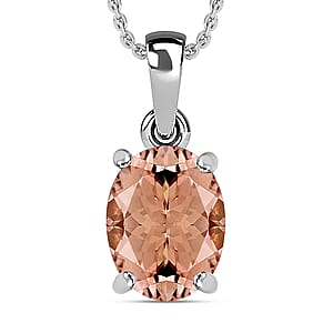 Rhapsody AAAA Pink Morganite 5.05 ctw Solitaire Pendant Necklace in 18K White Gold 20 Inches