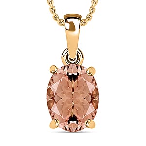 Rhapsody AAAA Pink Morganite 5.05 ctw Solitaire Pendant Necklace in 18K Yellow Gold 20 Inches