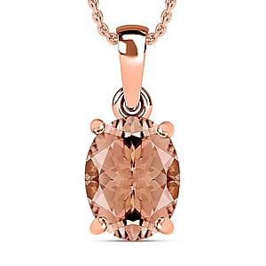 Rhapsody AAAA Pink Morganite 5.05 ctw Solitaire Pendant Necklace in 18K Rose Gold 20 Inches