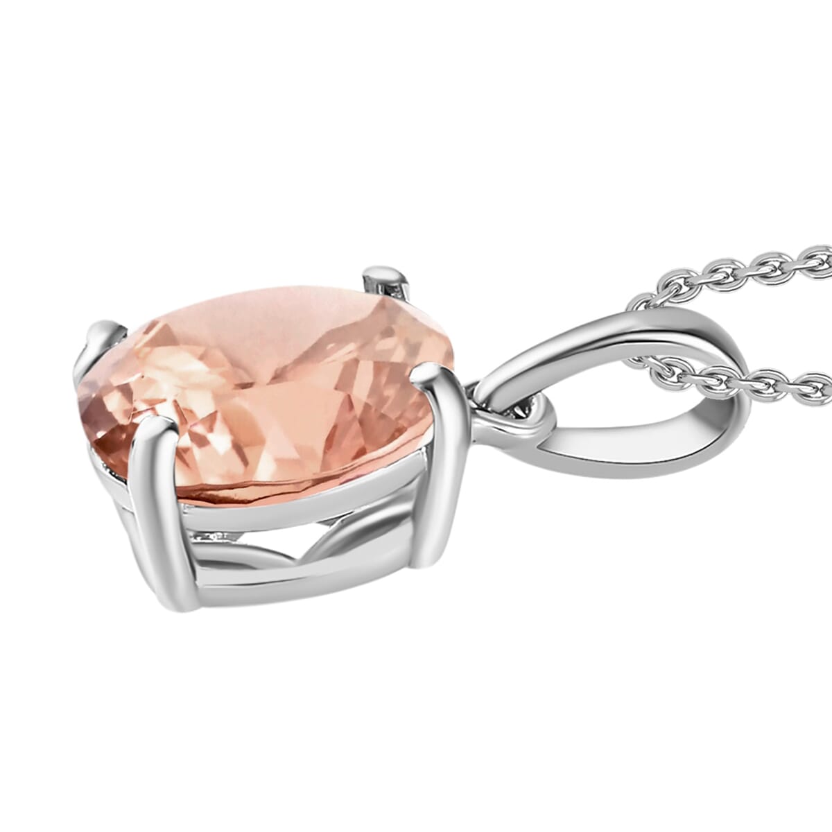 Luxoro Premium Pink Morganite 2.40 ctw Solitaire Pendant Necklace 20 Inches in 14K White Gold image number 2